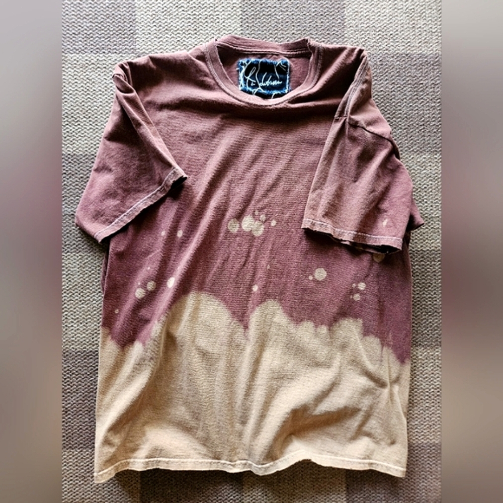 Le Detresse X Revolve Bleach DIP DYE crewneck Tee ,size L, Brown Distressed